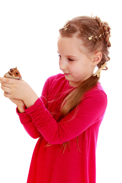 Girl with a hamster - Foto, Imagen