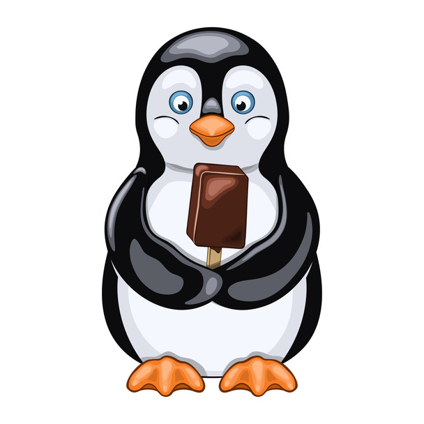 Penguin with  ice cream - Vector, Image