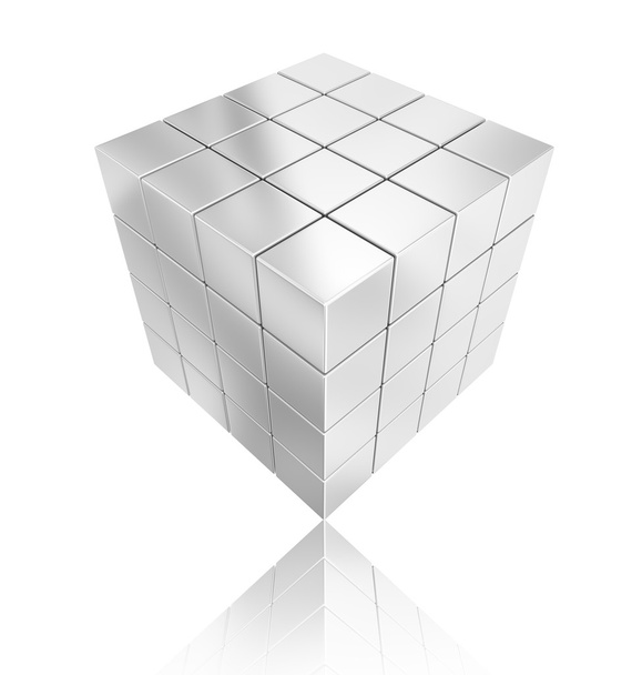 cube silver geometry abstract background - Φωτογραφία, εικόνα