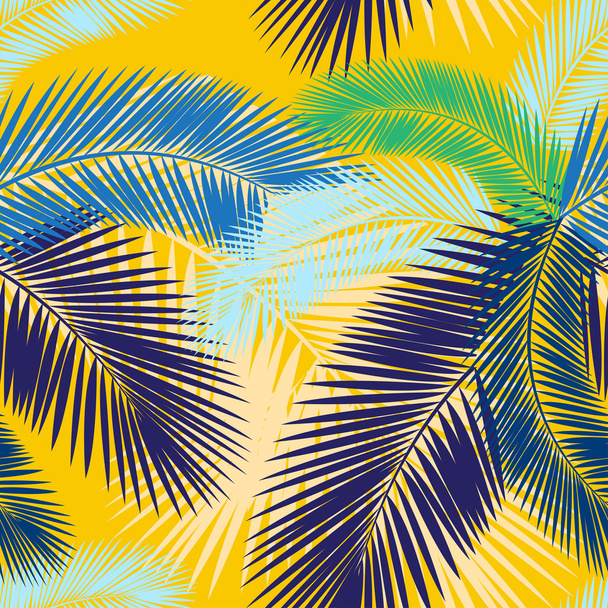 Seamless color palm leaves pattern - Vetor, Imagem