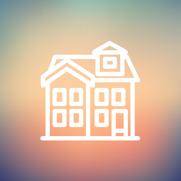 House with chimney thin line icon - Vector, Imagen