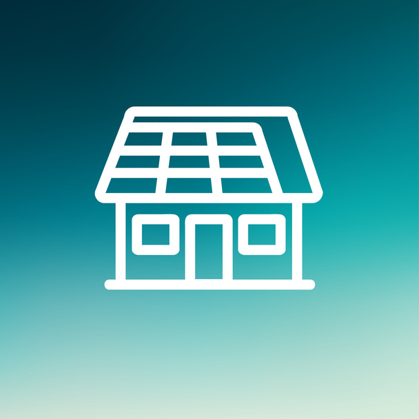 House with solar panel thin line icon - Vektör, Görsel