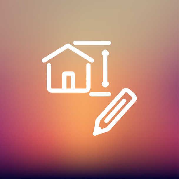 House sketch and pencil thin line icon - Вектор, зображення