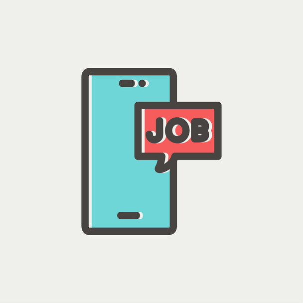Smartphone with word job in a box thin line icon - Vector, Image