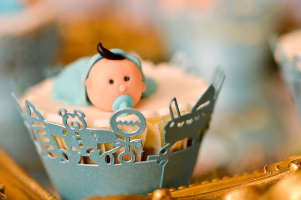 Battesimo decorazione blu con bambino
 - Foto, immagini