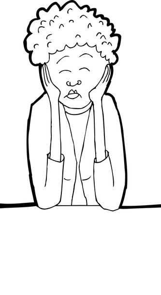 Outline of Lady with Hands on Cheeks - Vector, Image