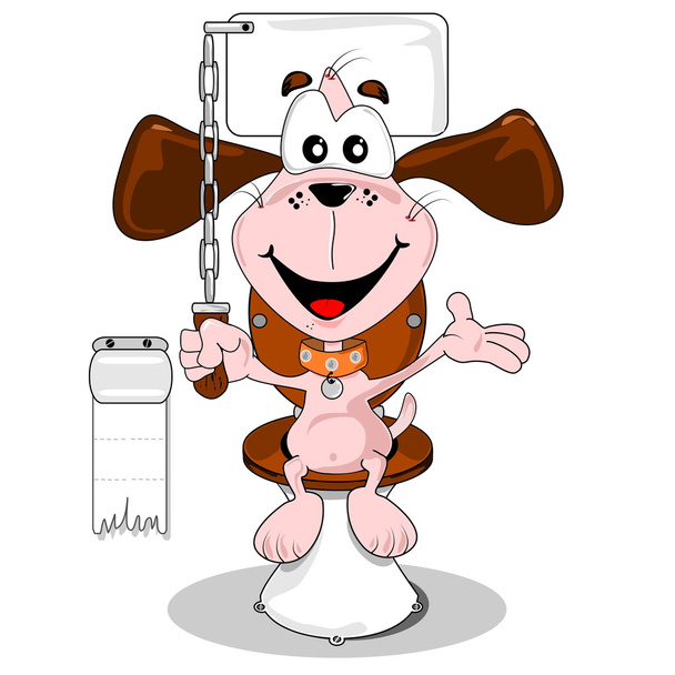 tuvalet eğitimli karikatür köpek - Vektör, Görsel