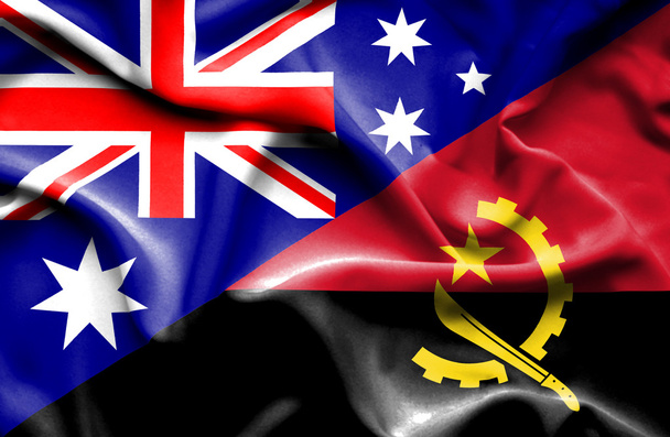 Waving flag of Angola and Australia  - Фото, зображення