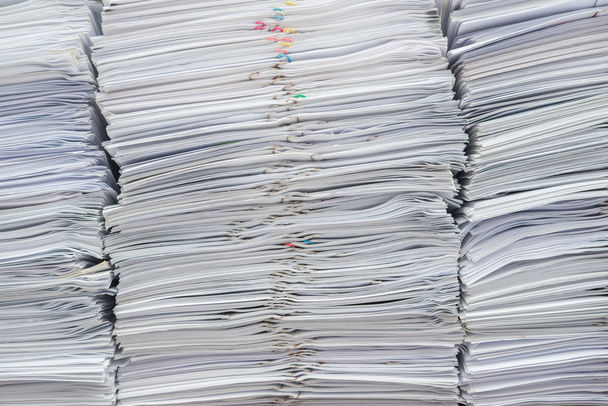 Pile of documents on desk stack up high - Photo, Image