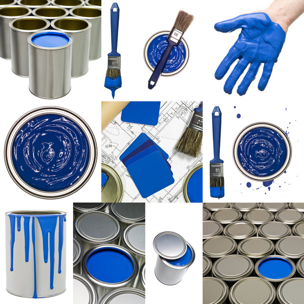 Objetos de pintura azul
 - Foto, imagen