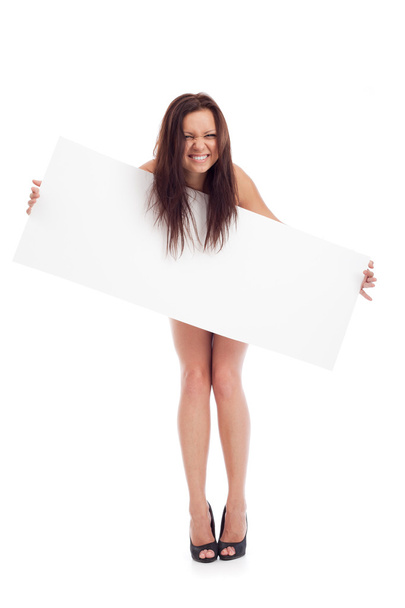 Sexy brunette with placard - Foto, immagini