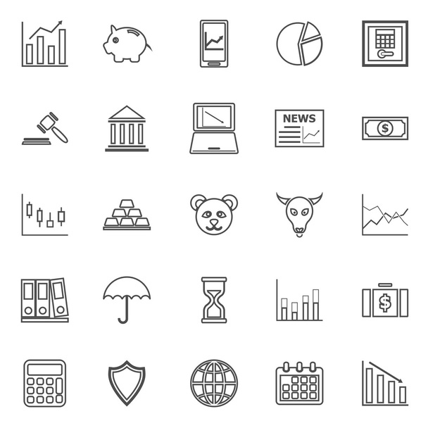 Stock market line icons on white background - Vector, Image