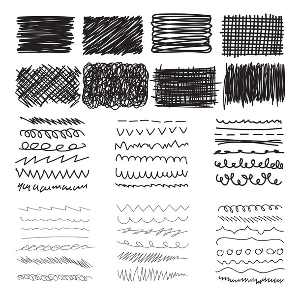 Набір кишенькових банерів ручної роботи, штрихів та текстури чорнила
 - Вектор, зображення