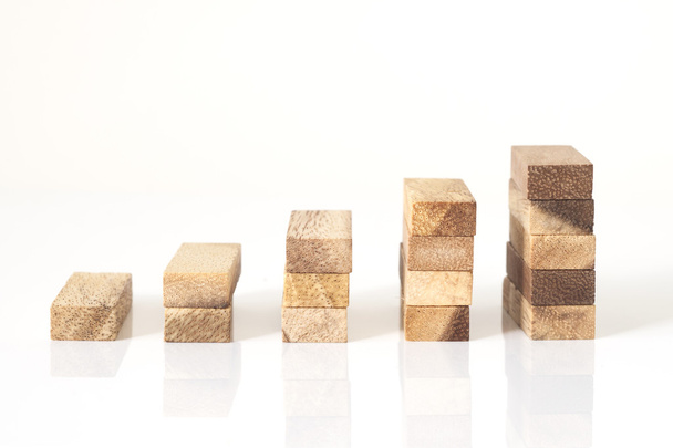Wood block stacking as step stair. - Foto, afbeelding
