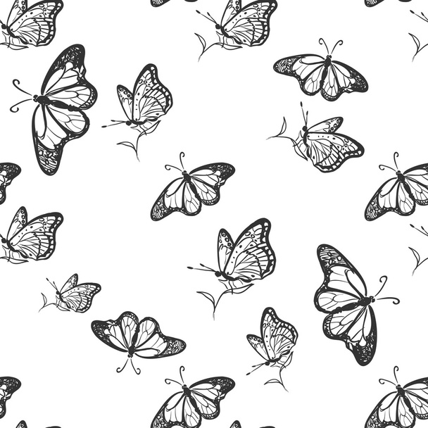 Doodle vlinder patroon - Vector, afbeelding