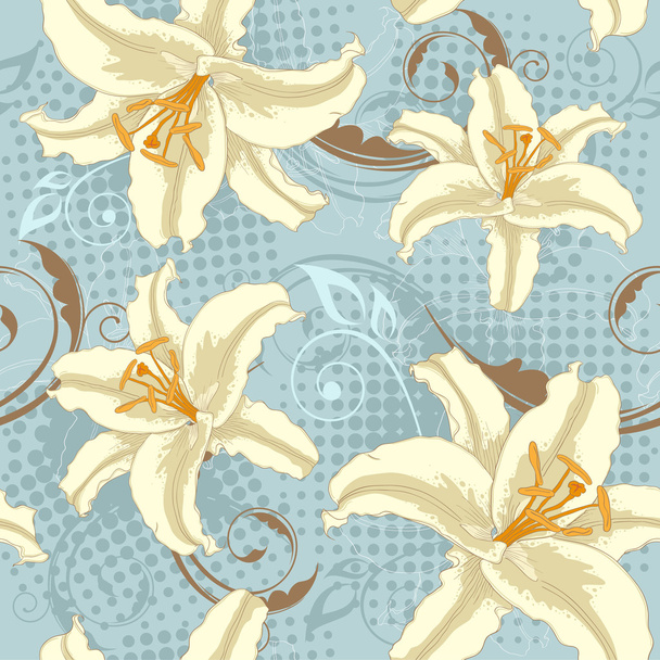 Lily seamless pattern - Vector, imagen