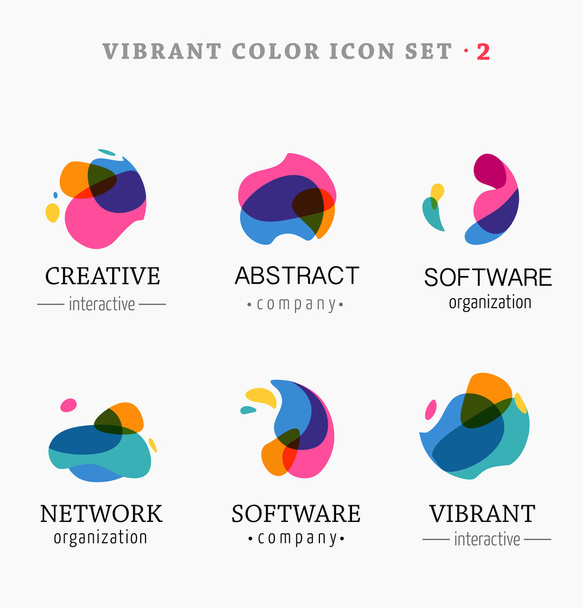 Sada moderní abstraktní, zářivé a barevné ikony - Vektor, obrázek