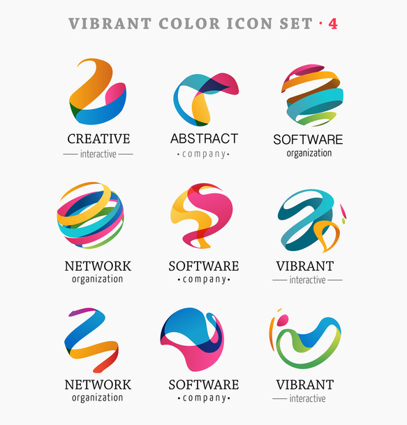 Set van trendy abstracte, levendige en kleurrijke pictogrammen - Vector, afbeelding