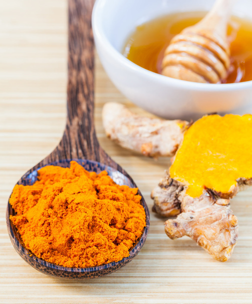  Natural Spa Ingredients . - Turmeric and honey  for skin care. - Photo, Image