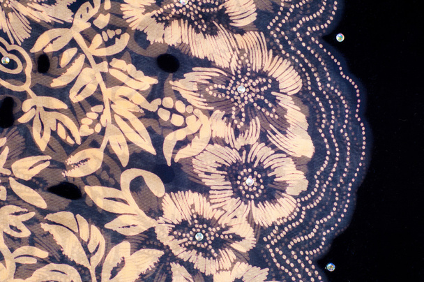 текстура шелковая ткань. темно-синий с золотыми цветами
 - Фото, изображение