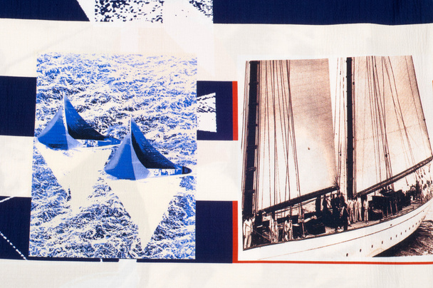 Батистська текстура тканини. морська тема, намальована на тканині
 - Фото, зображення