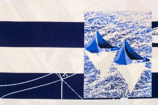Batiste fabric texture. marine theme painted on fabric - Photo, Image