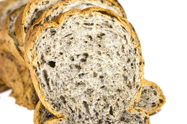 Rebanada de pan aislada en blanco
 - Foto, imagen