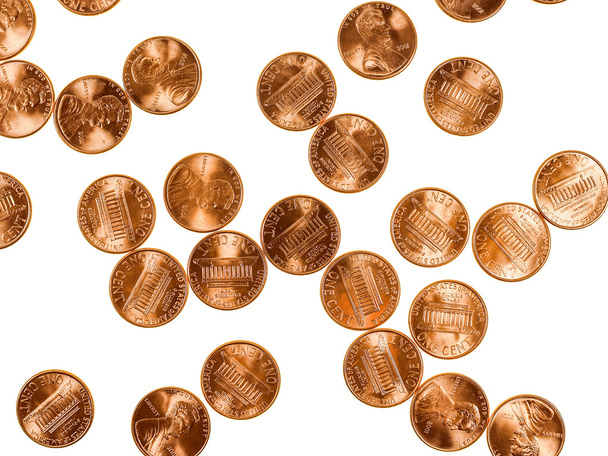 Mira retro monedas de dólar 1 centavo centavo centavo de trigo
 - Foto, Imagen