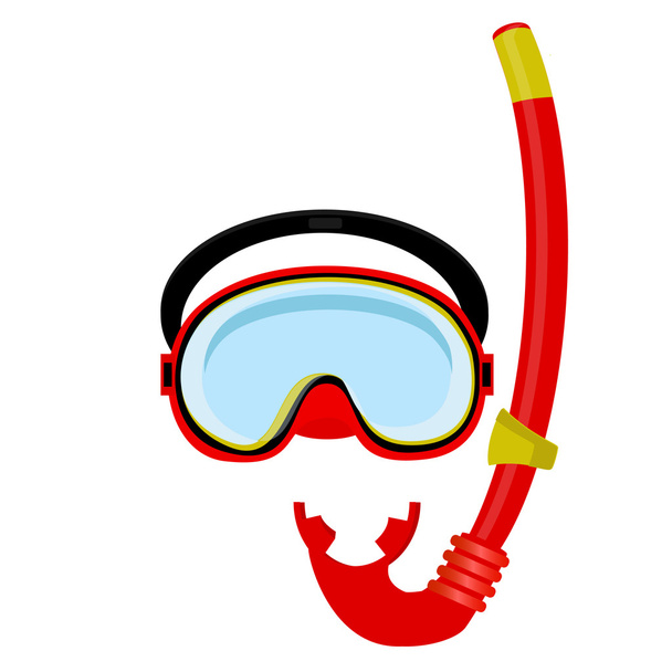 Red diving mask and tube - Wektor, obraz