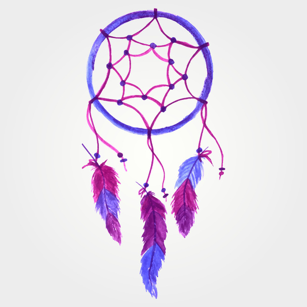 Vector colorful watercolor illustration of dream catcher - Vector, Image