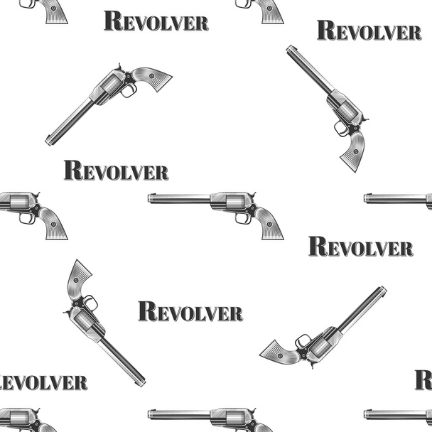 Vector seamless retro pattern, Revolver - Wektor, obraz