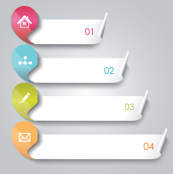 Options or progress banners with colorful tags. - Vector, Image