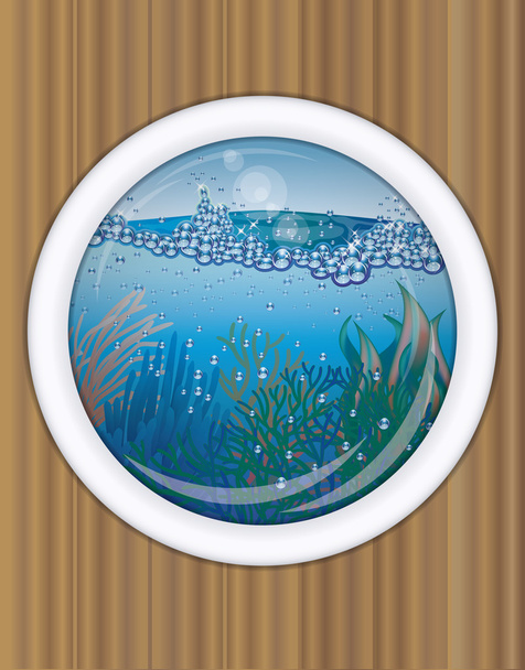 Ship porthole underwater cover design,  vector illustration - Вектор,изображение