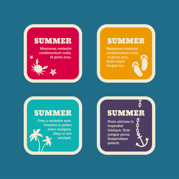 Set of Summer Holidays Vector Frames. Vector Templates  - Vetor, Imagem