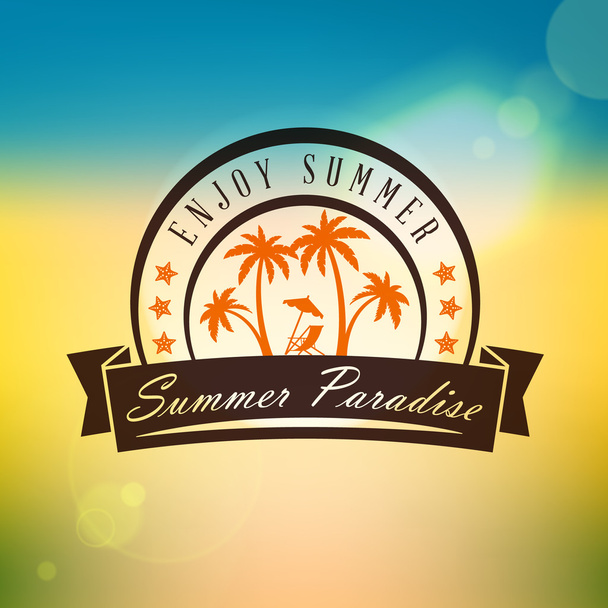 Retro Summer Holidays Hipster Label. Vector Design Elements on Coloful Summer Background - Vector, Image