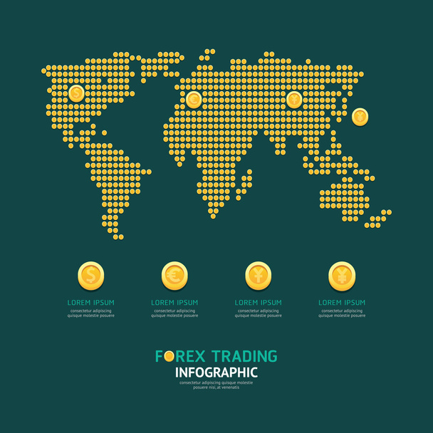 Infografía moneda de negocios monedas de dinero
 - Vector, imagen