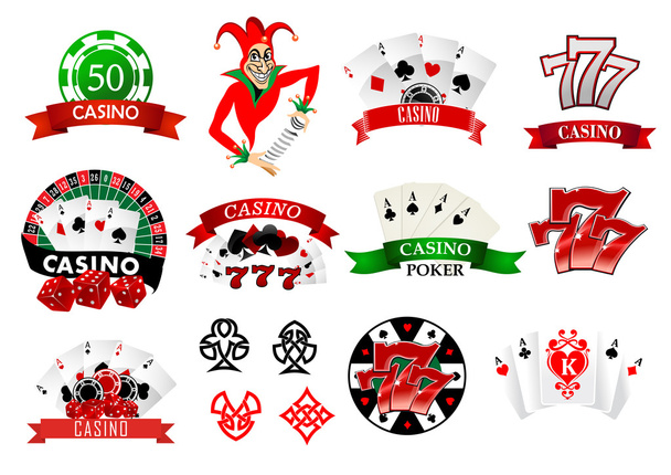 Iconos de casino y póquer de colores
 - Vector, Imagen