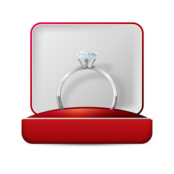 wedding rings in a gift box on white - Vector, imagen