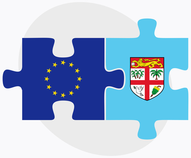 União Europeia e Fiji Bandeiras no quebra-cabeça isolado no backgr branco
 - Vetor, Imagem