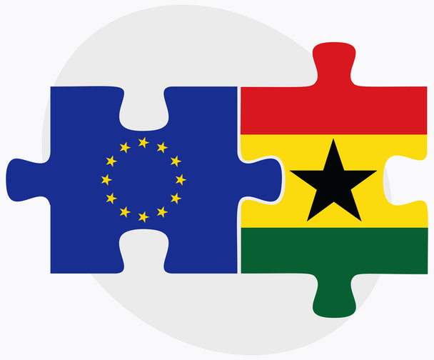 Unione Europea e Ghana Bandiere in puzzle isolate su schienale bianco
 - Vettoriali, immagini