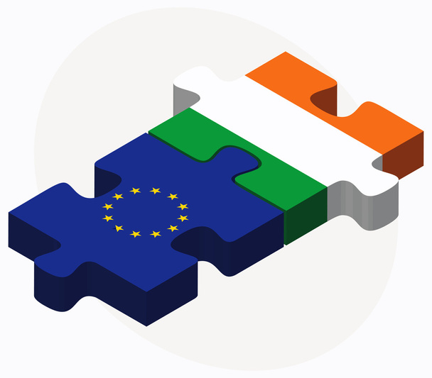 Europäische Union und irische Flaggen in Puzzle  - Vektor, Bild