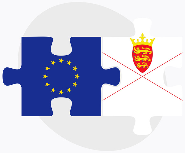 União Europeia e Jersey Bandeiras no quebra-cabeça
 - Vetor, Imagem