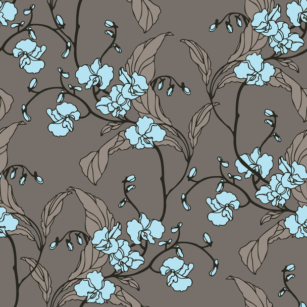 Seamless pattern with flowers orchids - Wektor, obraz