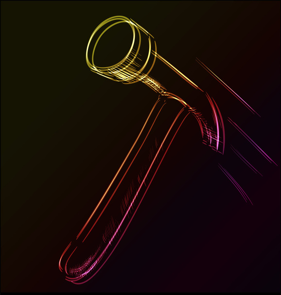 Glowing hammer sketch icon - Wektor, obraz