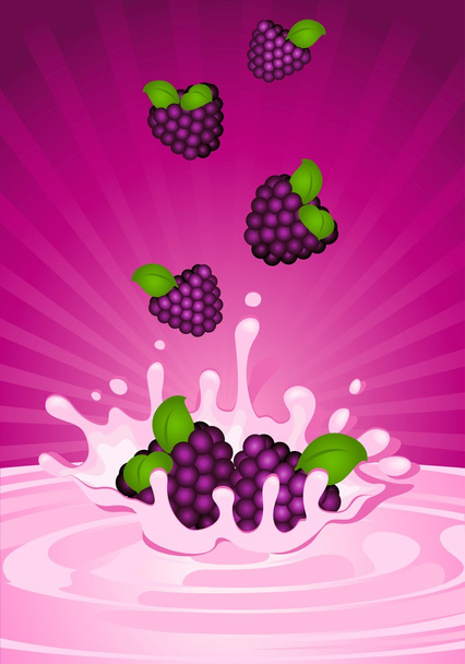 Tasty fruit in yoghurt - Vector, Image