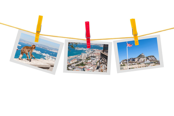 物干しにジブラルタルの 3 つの写真 - 写真・画像