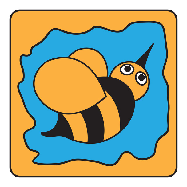 cartoon black orange bumble bee - Vector, Image