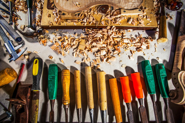 carpenter tools on wooden board - 写真・画像