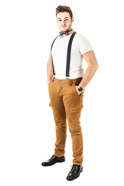 Sexy young man with bow tie - Фото, зображення