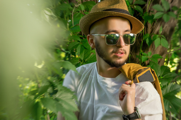 bearded man in sunglasses and a hat - Photo, Image